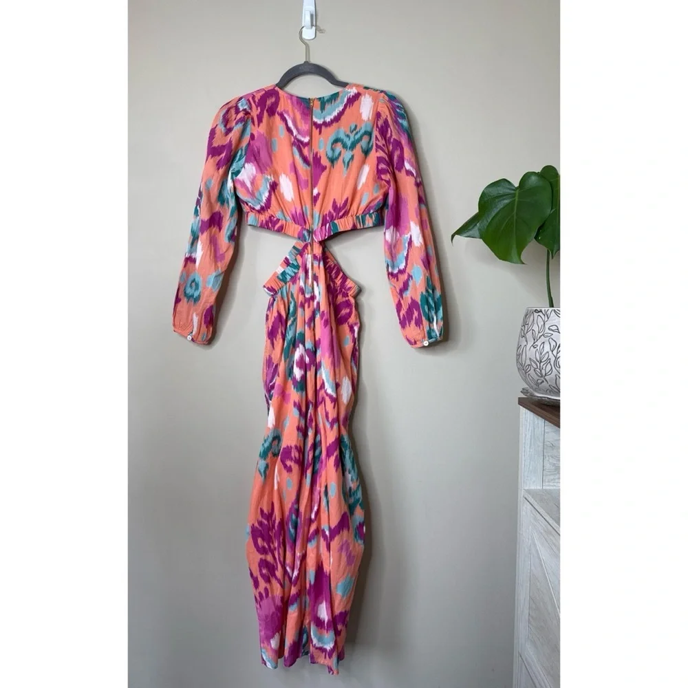 NWT Banjanan Camilla Ikat Floral Spice Midi Dress Multicolor Size Medium - Picture 4 of 11